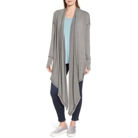 Caslon Off Duty Gray Long Convertible Cardigan - Picture 10 of 15